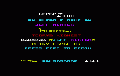Laserzone title screen for Vic-20